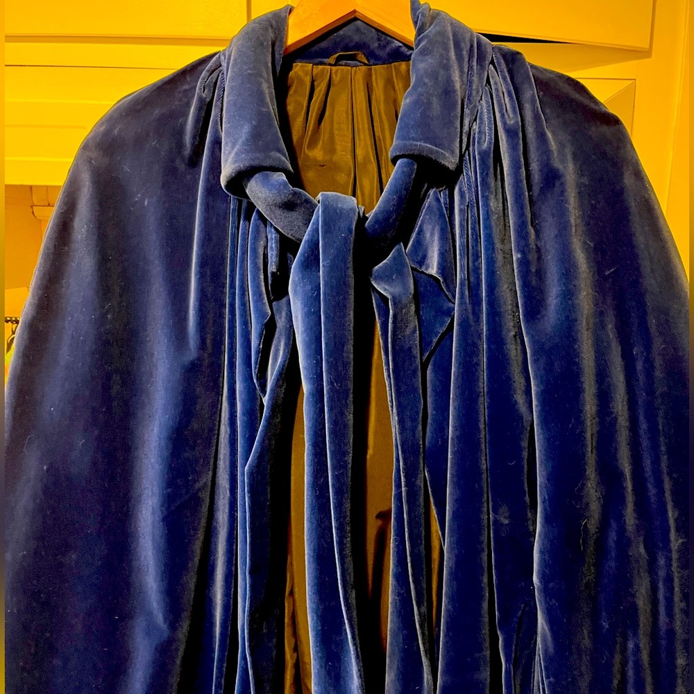 Vintage Shakespearean Theatre Cape Blue Velvet bought in London England 1969